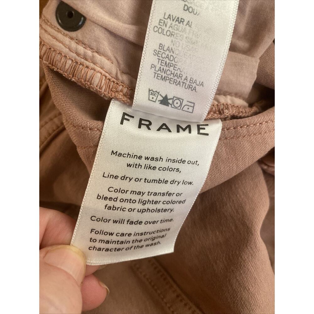 FRAME Le High Skinny White Raw-Hem Edge Jeans Size 26, dusty rose, Tiny Pen Mark - Picture 5 of 14